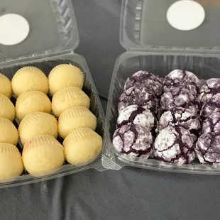 Puto (some with ube jam ) and ube crinkles