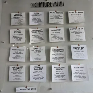 menu
