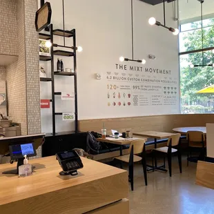 the interior of a modern restaurant