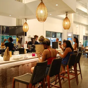 people eating and drinking