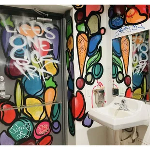 Artful bathroom. It's clean and odorless. :D