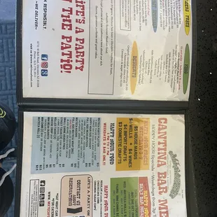 Bar menu