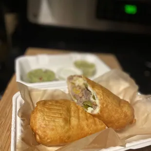 Yummy, Cheesy, crispy carnitas jalapeño Chimichanga