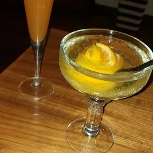 Mimosa and a peach Bellini
