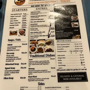 menu and prices