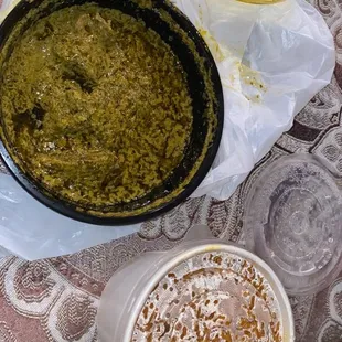 cassava leaf and Jollof Rice