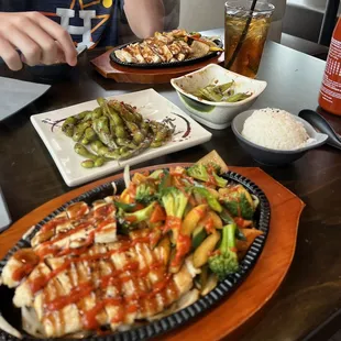 Chicken Teriyaki Chicken and spicy Edamame