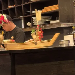 Bar area, with sushi boat