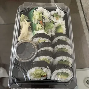 Vegetable Roll (left) Avocado Roll (right)