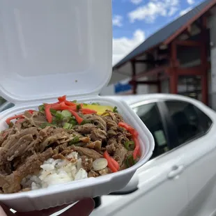 Mini beef bowl with soba noodles