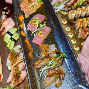 sashimi, sushi, sushi and sashimi, food