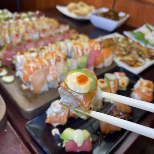 sashimi, sushi, sushi and sashimi, food