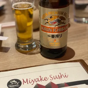 a beer and a menu