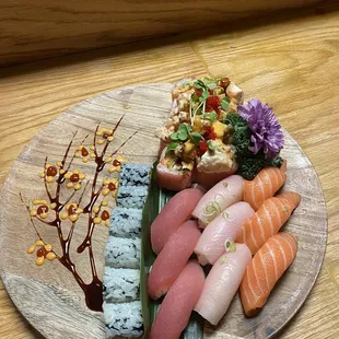 Sushi trio and Out of control roll