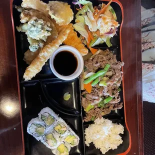 Lunch special Tempura Combo, Sushi, Bul Gogi