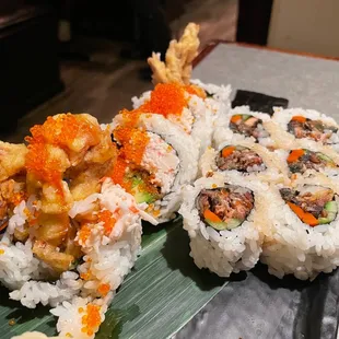 Spider Roll, Salmon Skin Roll
