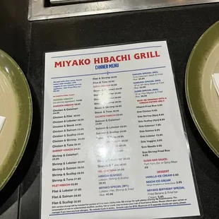 Hibachi Menu