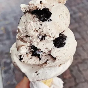 Cookies and cream ice cream scoop