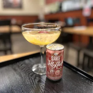 Jelly Mo Mo Cocktail Peach juice &amp; Jelly shot peach sake with strawberry