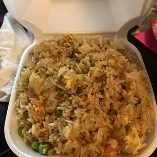 The fried rice side that comes with the bento box