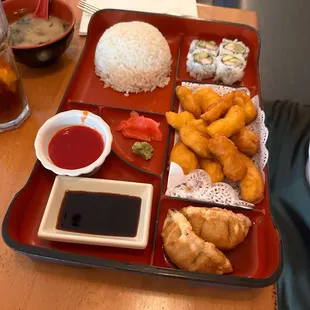 Sweet and sour chicken bento box