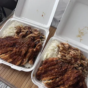 Chicken teriyaki and Sesame chicken combo