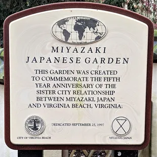 This is the sign as you enter about the garden.  Photo taken March 25, 2023.