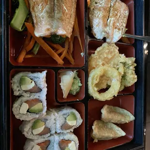 Salmon teriyaki bento box