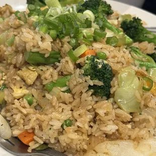 Vegetable fried rice. 1 portion enough for three.