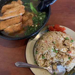 Chicken katsu ramen, Char sui fried rice