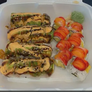 Two Atomic Avocado rolls and a fruit roll