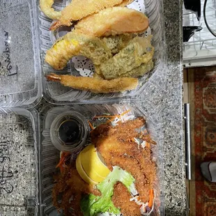 Soft shell crab and tempura.