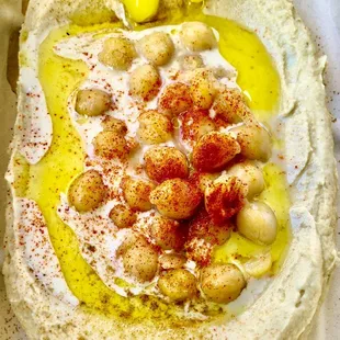 Hummus garbanzo beans, smoky paprika, evoo, chilis