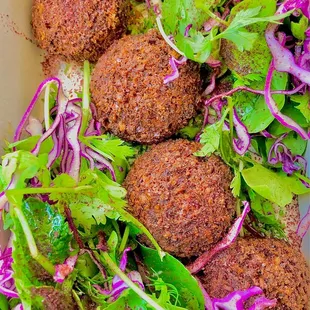 Green Falafel + tahini + greens