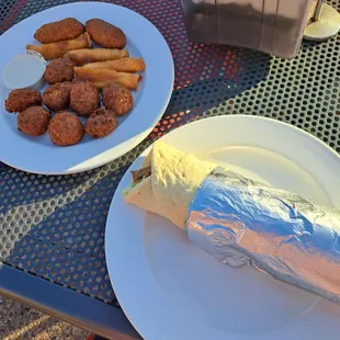 two plates of food on a table