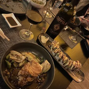 Sea Bass! My favorite! Was able to bring in my favorite bottle of wine!