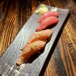 Salmon belly and Toro nigiri