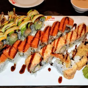 Snow Mountain Roll,  Spider Wing Roll, and Monster Roll