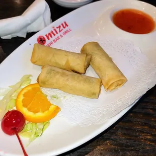 Harumaki app (veggie eggrolls).  Very tiny portion.
