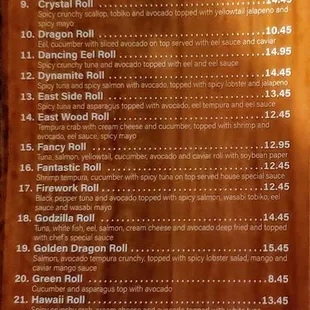 Description of Special Rolls 1