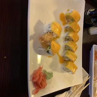a plate of sushi