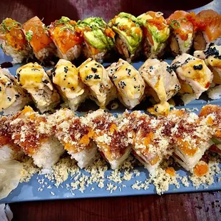 i kinda forget; one was the AMAZING ROLL, i think the red &amp; green one is the STOPLIGHT, they&apos;re all tasty