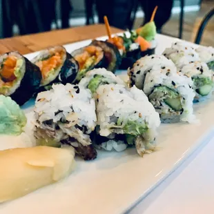 Blue Crab roll, Spicy Salmon roll