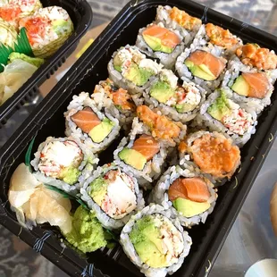 snow crab and avocado, salmon avocado, spicy yellowtail