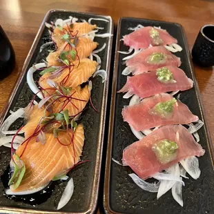 Wasabi tuna and salmon truffle