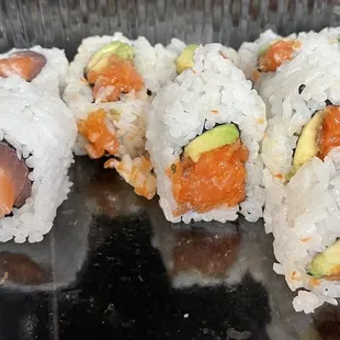 Left is dynamite roll. Right is spicy salmon
