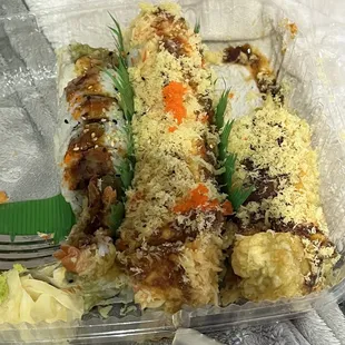 Shrimp Tempura Roll-cooked VIP California Roll-cooked Volcano Roll-cooked and spicy Salmon Roll