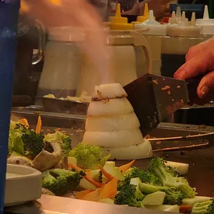 Volcano. Veggies before they were murdered.