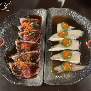 Yellowtail tuna and pepper tuna