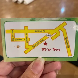 Directions on business card